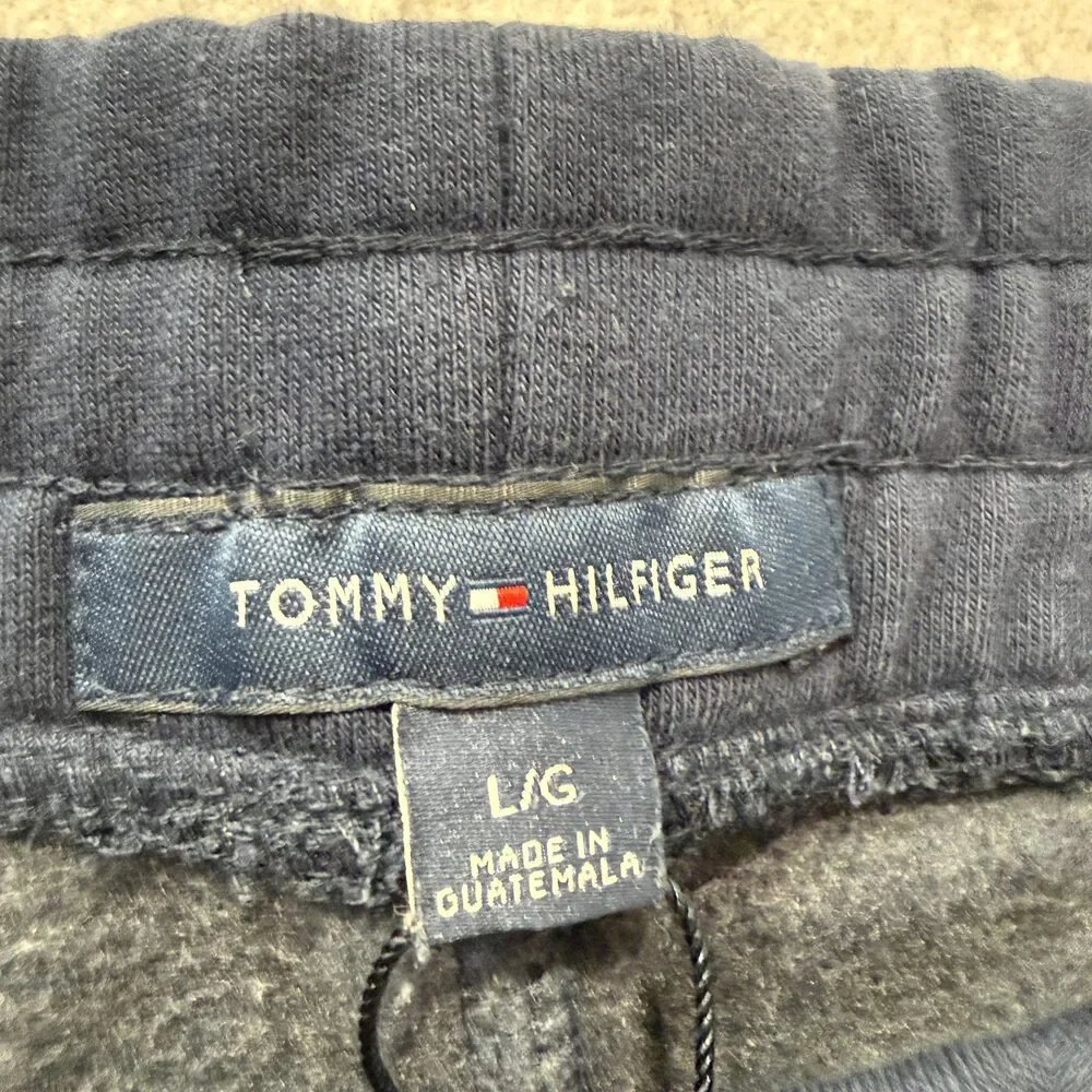 Tommy Hilfiger Mens Navy Blue Fleece Sweat Shorts Drawstring Pockets Logo Size L
